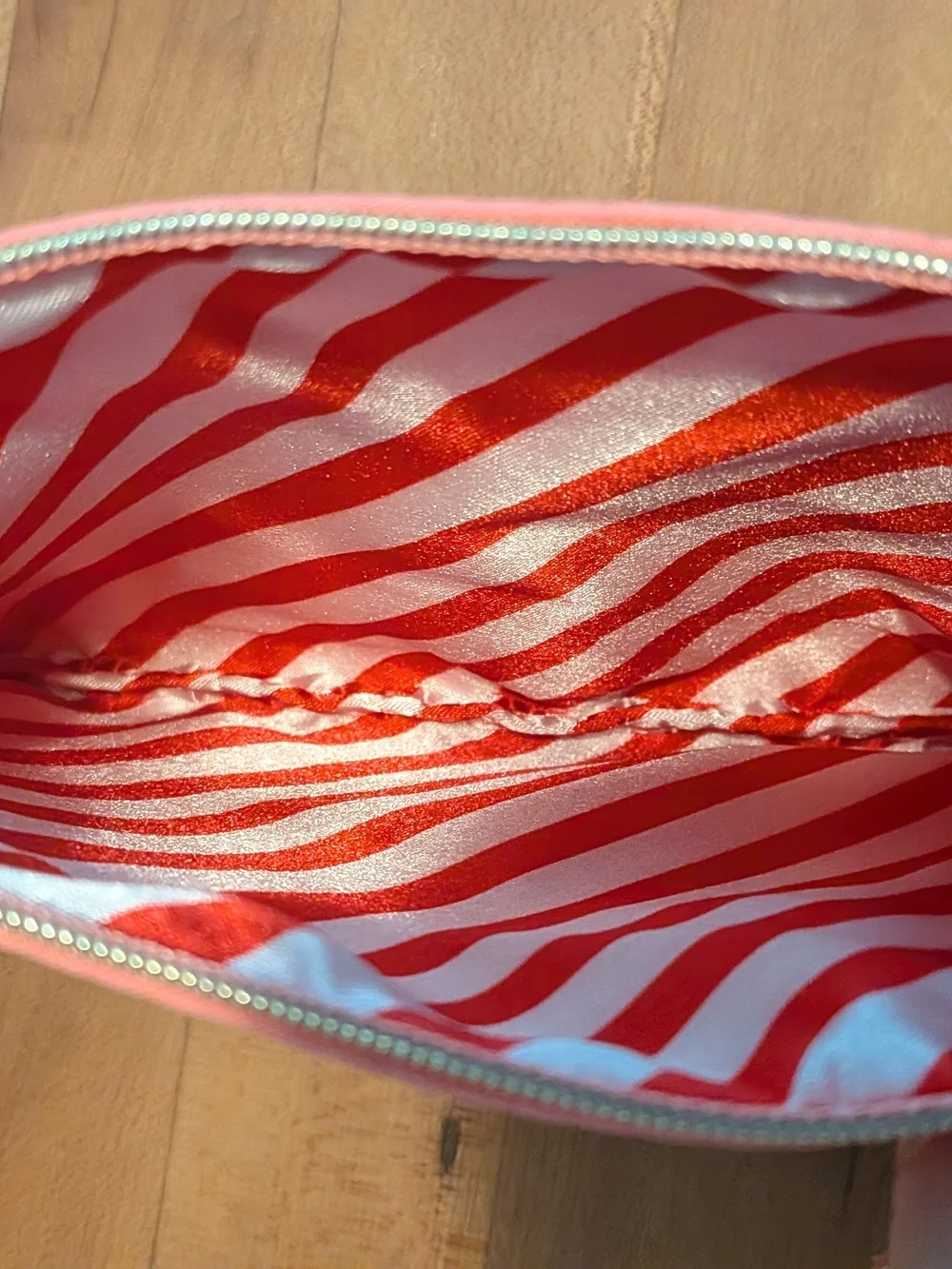 Ipsy Pink and Red Bow Satin Clutch Pouch -